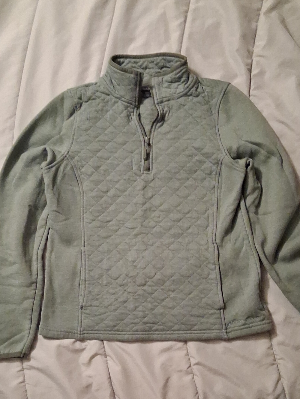 Eddie Bauer Quilted Mock-Neck Pullover in Sage